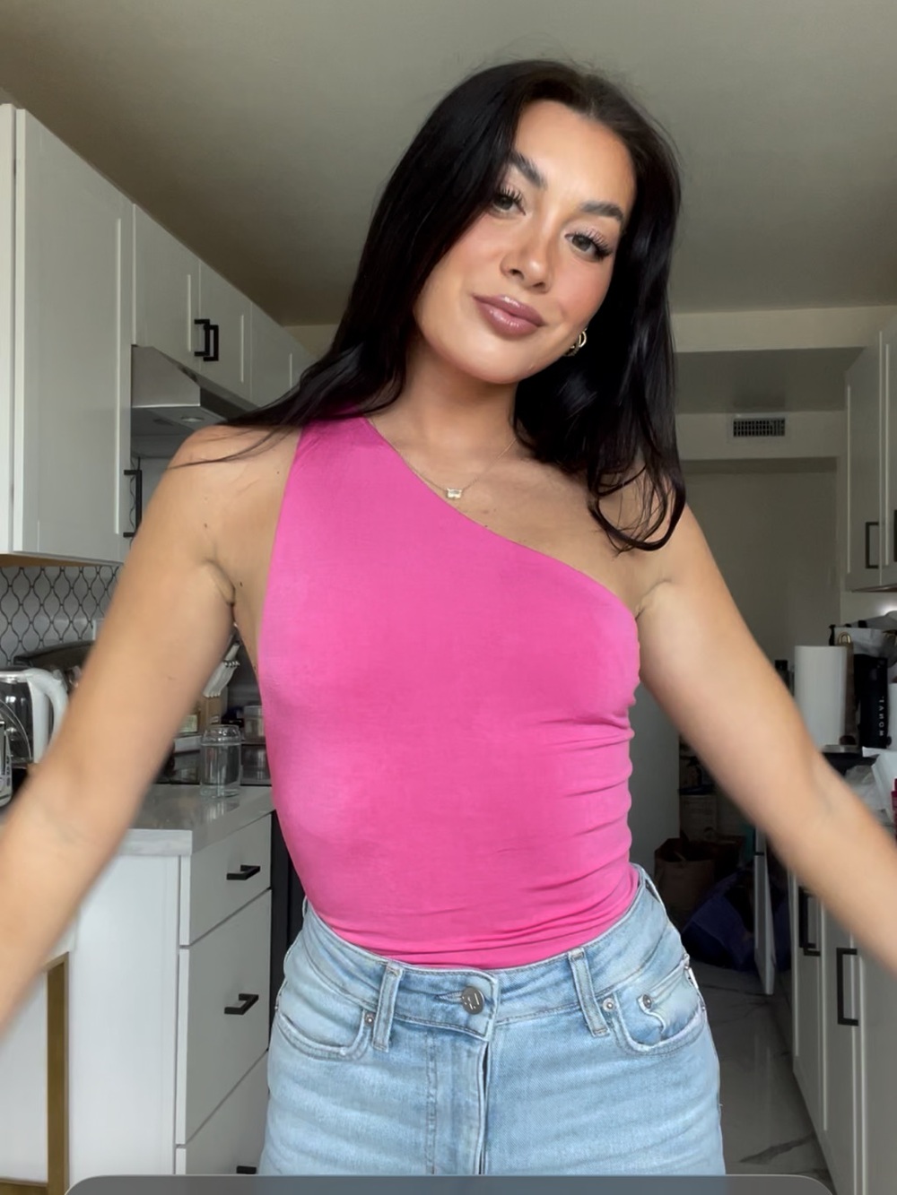 Women’s One-Shoulder Pink bodysuit